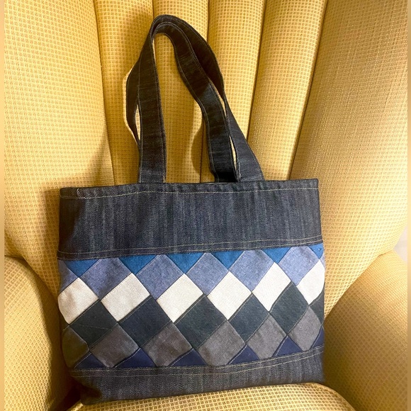 Hand Crafted Handbags - Handcrafted bluejean tote - new